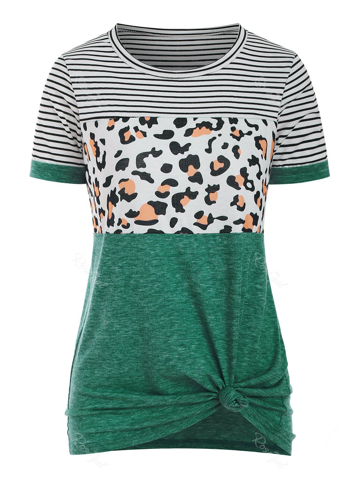 

Striped Leopard Short Sleeve T-shirt, Deep green