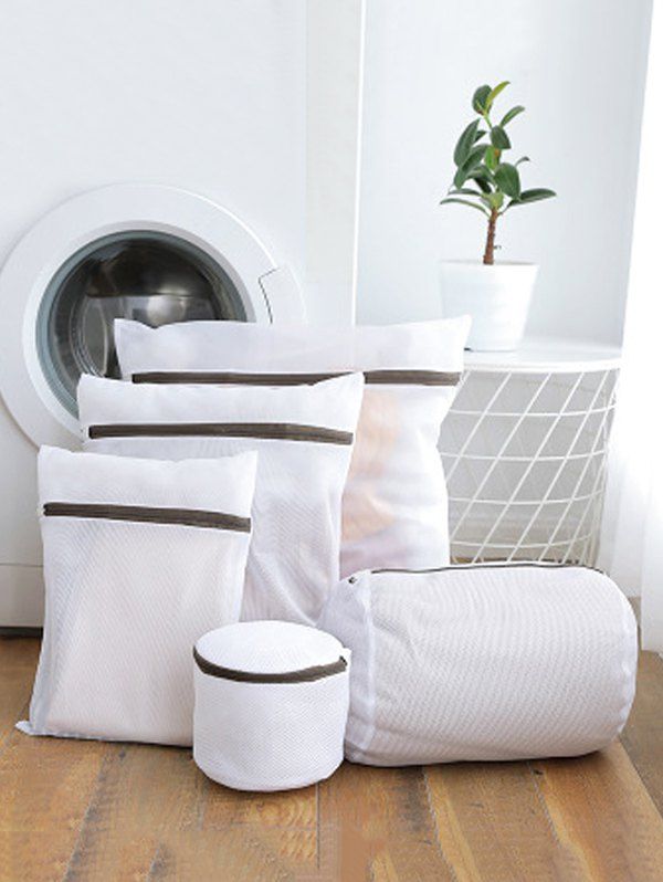 

5Pcs Home Laundry Underwear Fine Mesh Bag Set, White