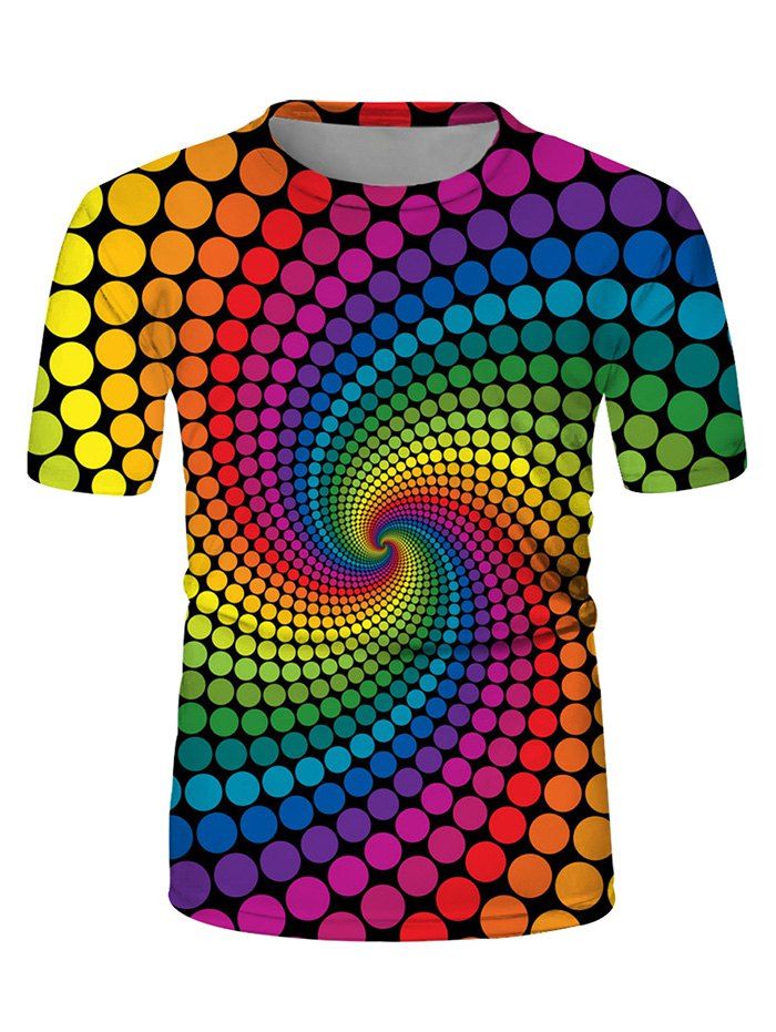 

Swirl Spotted Crew Neck Short Sleeve Casual T-shirt, Multi
