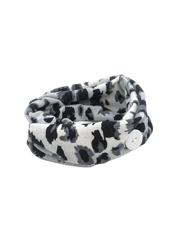 

Leopard Elastic Mask Hanging Button Sports Headband, Gray