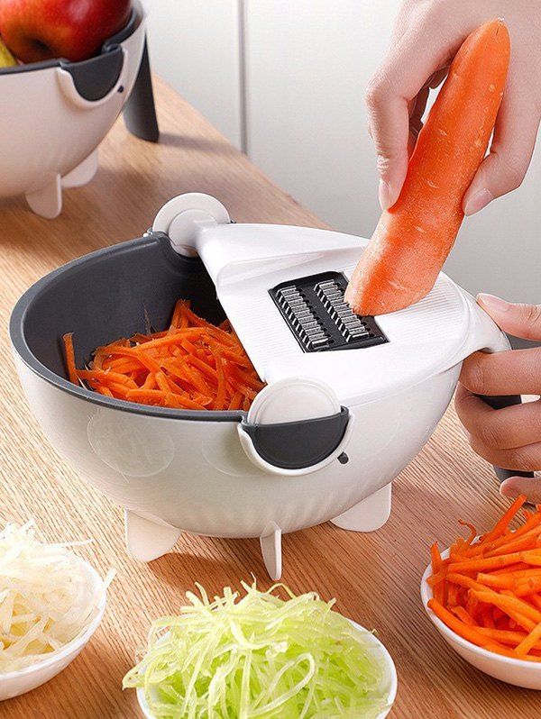 

Multi-functional Vegetable Slicer Shredder Cutter Basket Set, White