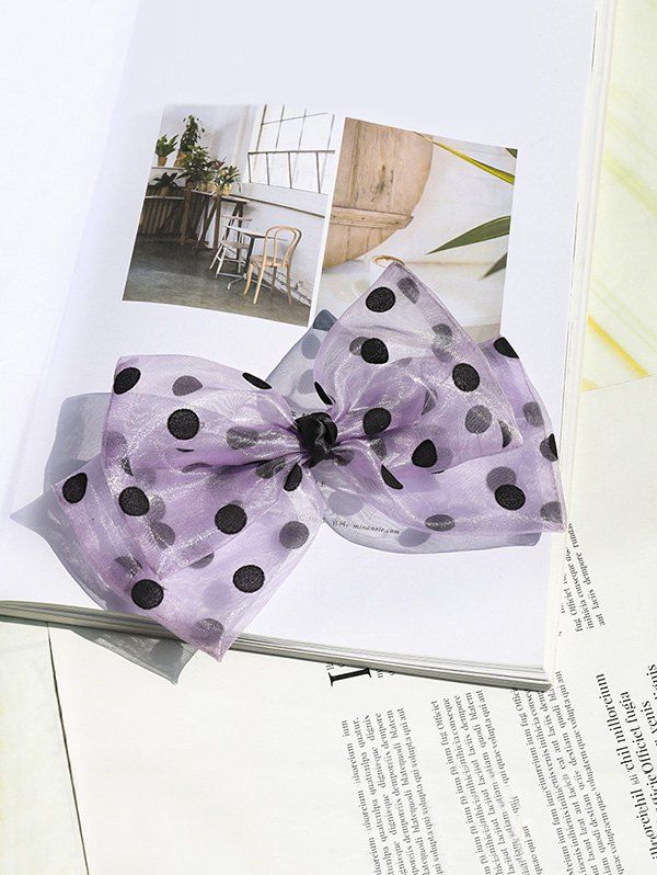 

Dot Print Mesh Hair Clip, Purple