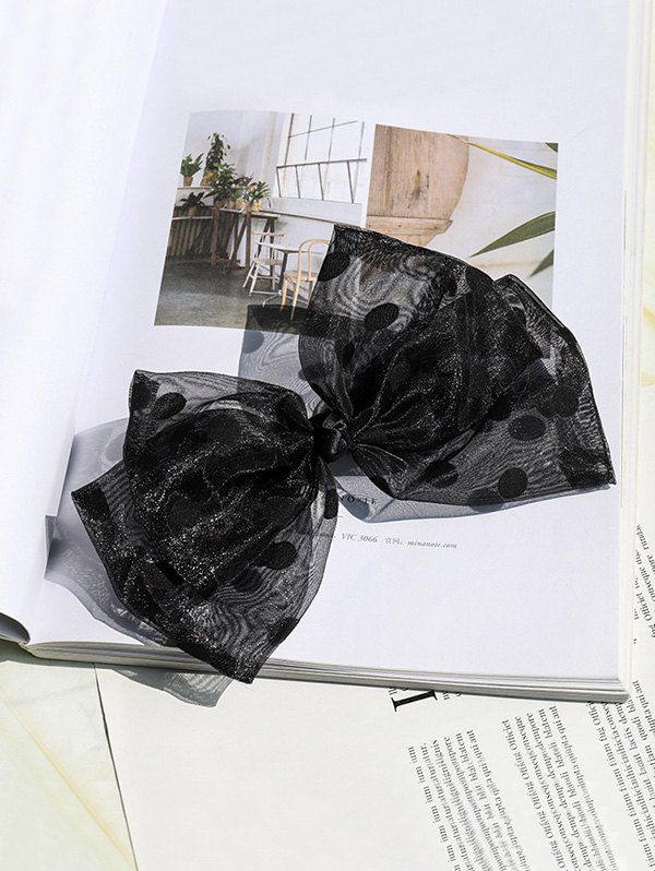 

Dot Print Mesh Hair Clip, Black