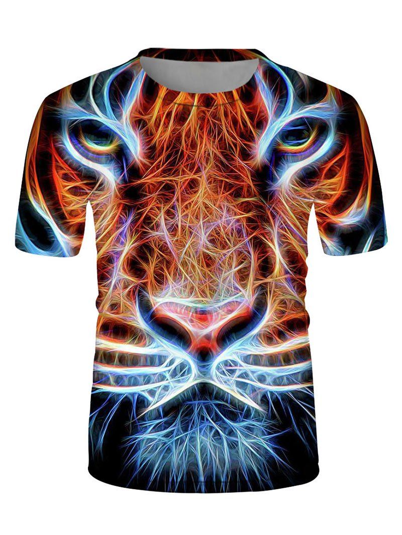 

Tiger Art Graphic Slim Fit Crew Neck T Shirt, Multi