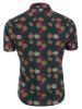 Tropical Pineapple Print Button Up Linen Shirt -  