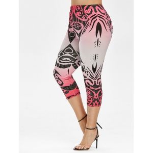 

Plus Size Ombre Color Capri Leggings, Light pink