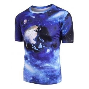

Galaxy Earth Pattern Short Sleeve T-shirt, Multi a