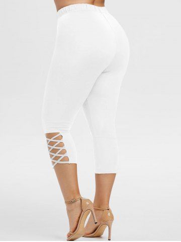 

Plus Size Crisscross Capri Leggings, Milk white