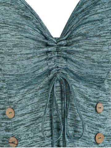 

Mock Button Space Dye Print Cinched Dress, Dark turquoise