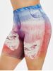 Plus Size 3D Denim Print High Waisted Shorts -  