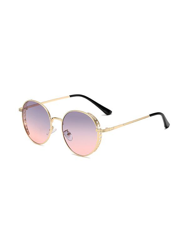 

Retro Hollow Holes Metal Round Sunglasses, Light purple