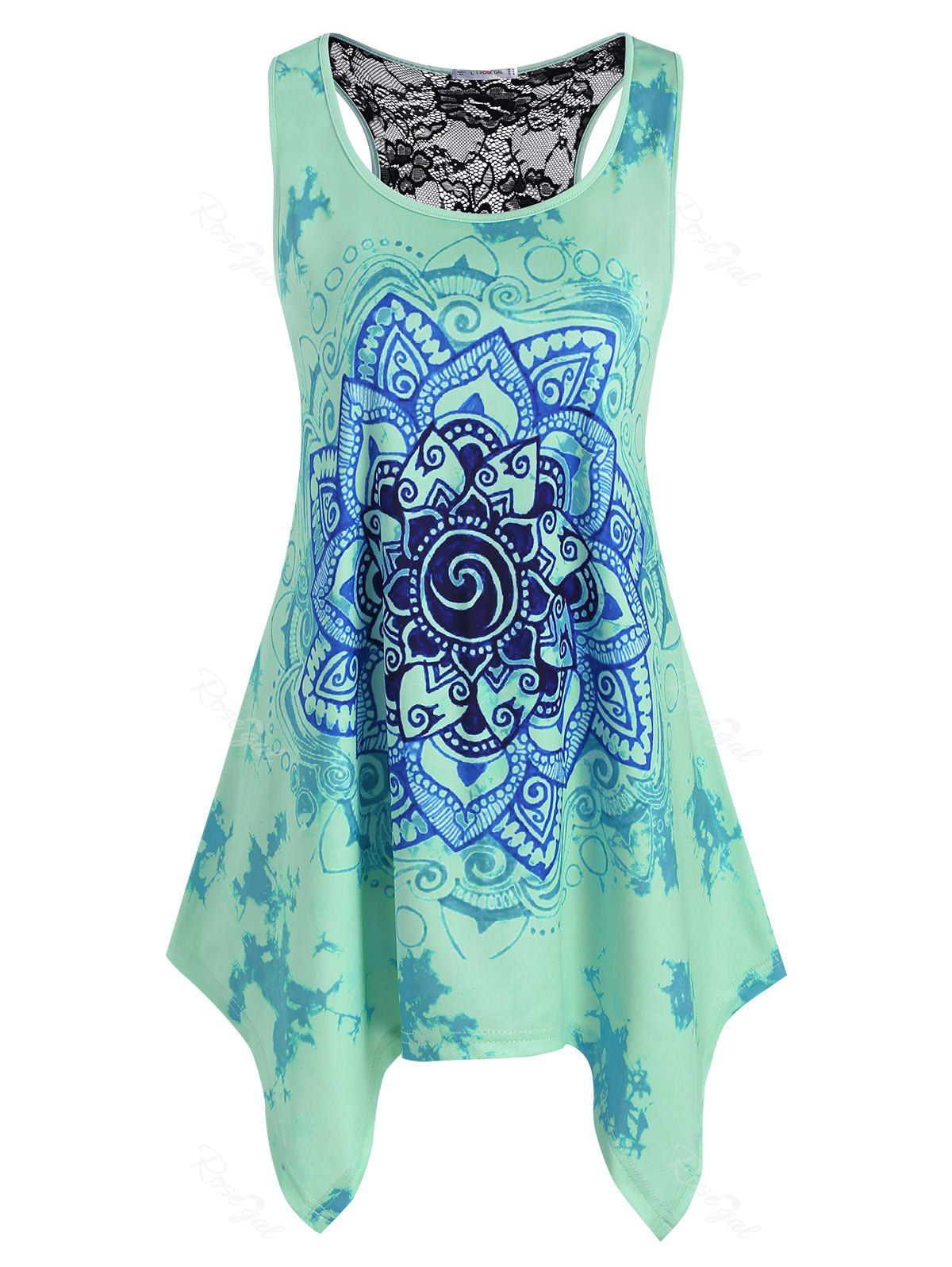 

Plus Size Printed Handkerchief Tank Top, Light green