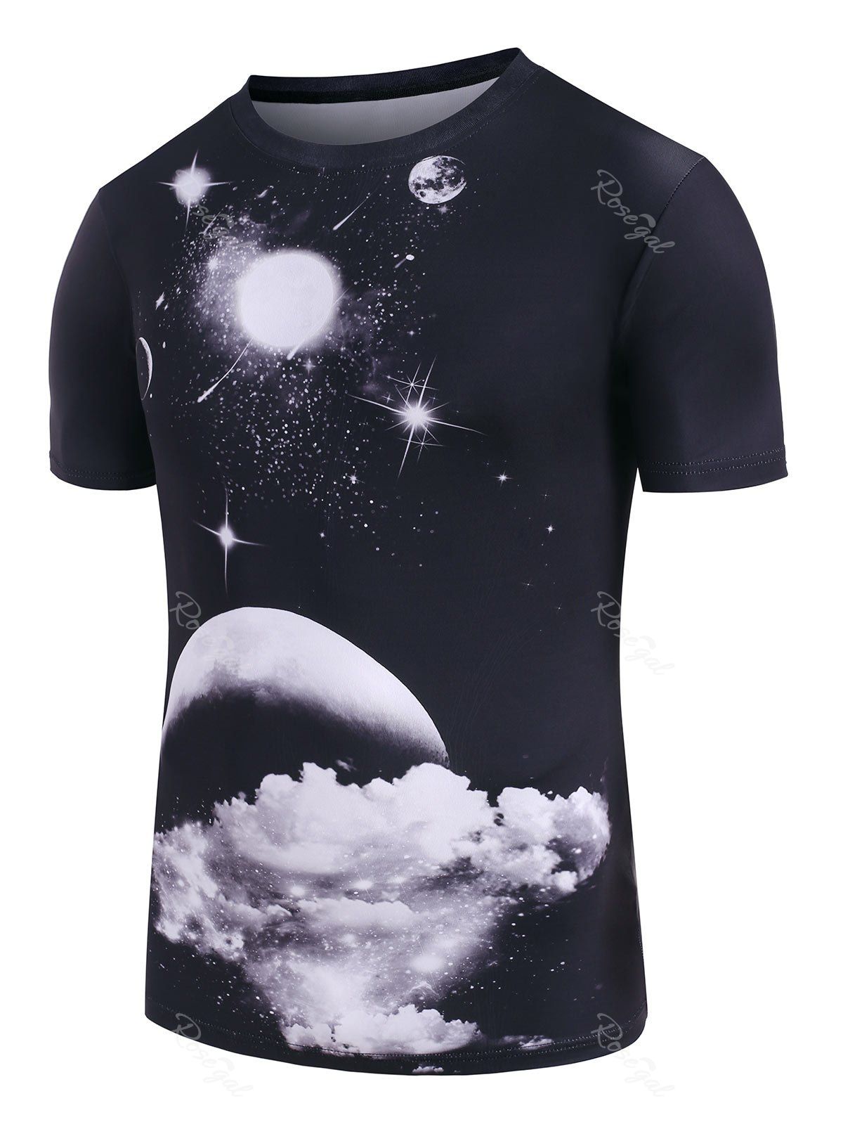 Unique Moon Graphic Print Short Sleeve T-shirt  