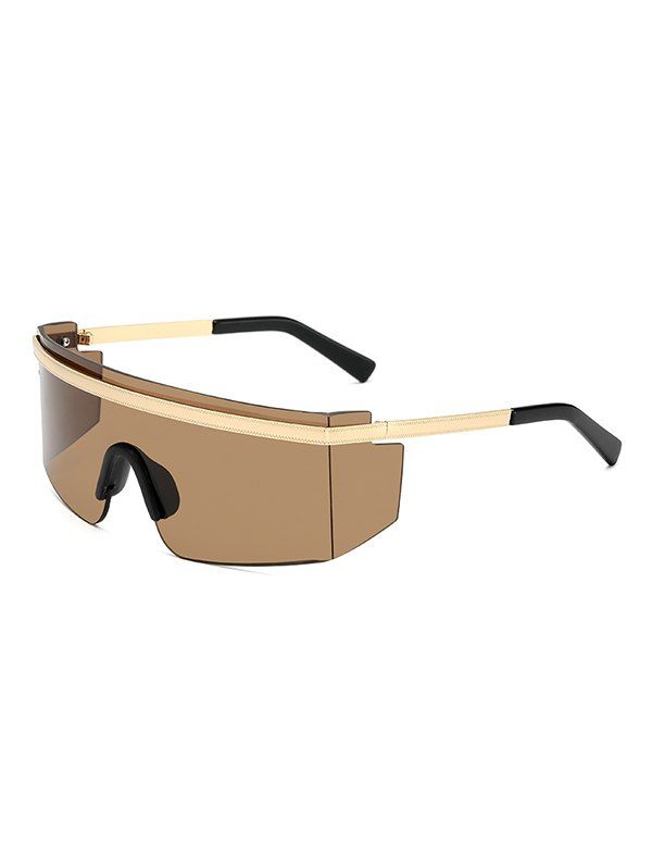 

Metal One-piece Anti-wind Oversized Sunglasses, Sepia