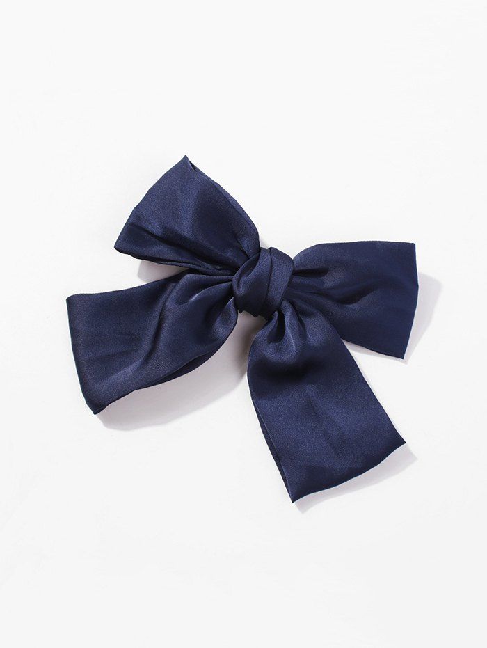 

Solid Bowknot Satin Fabric Barrette, Deep blue