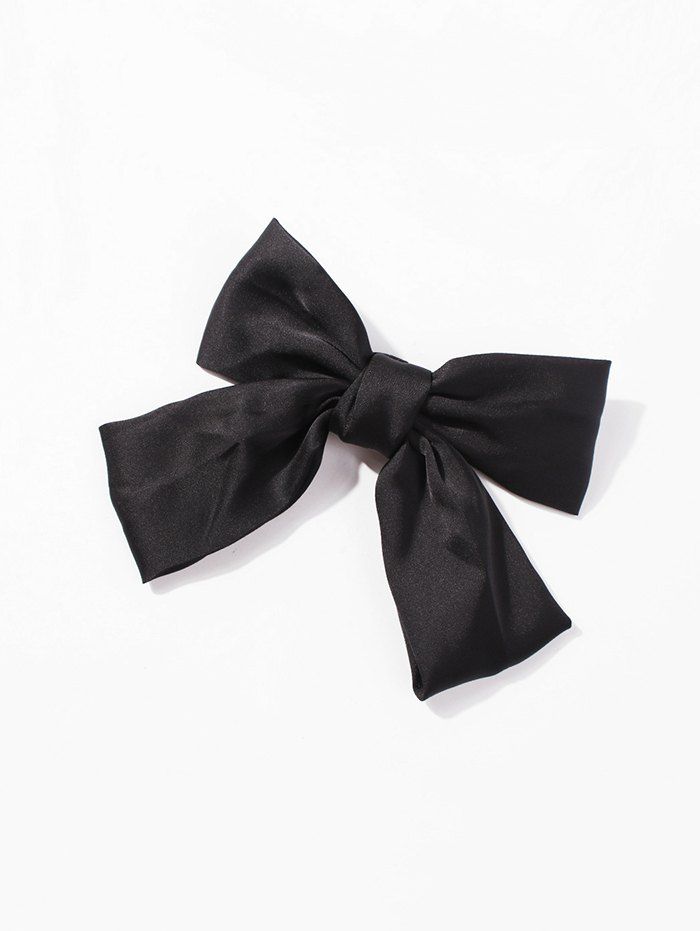 

Solid Bowknot Satin Fabric Barrette, Black
