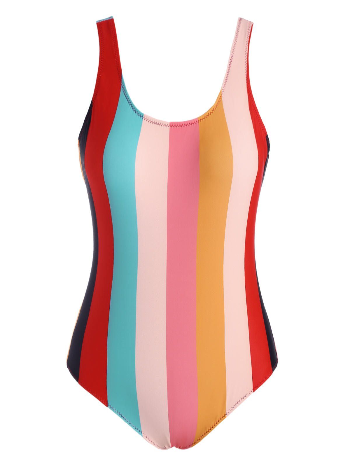 

Striped Backless Tank One-piece Swimsuit, Red