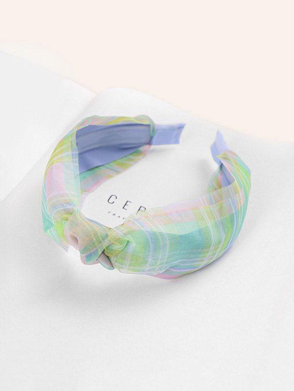 

Plaid Print Fabric Knotted Headband, Green