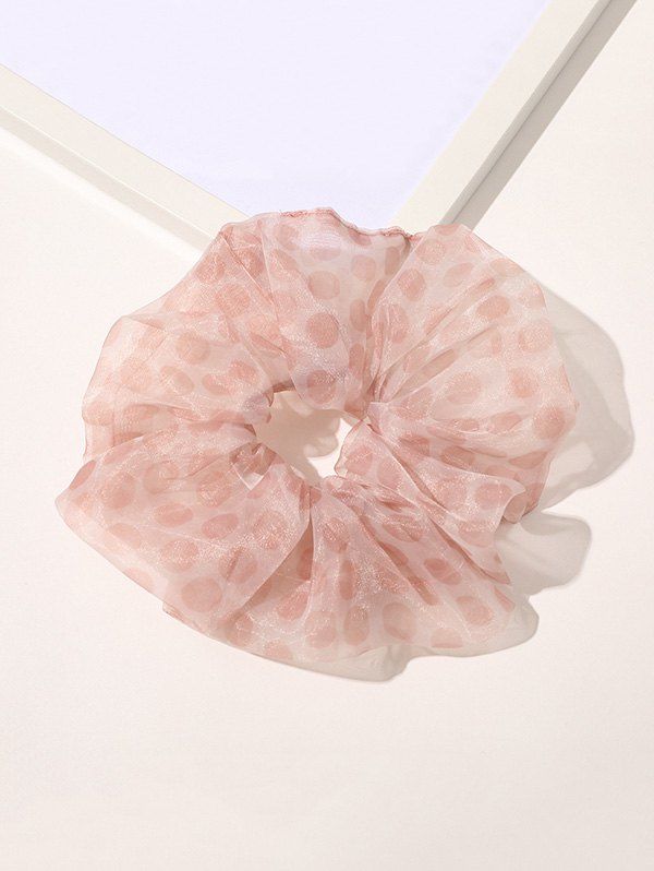 

Dot Printed Gauze Transparent Scrunchy, Light pink