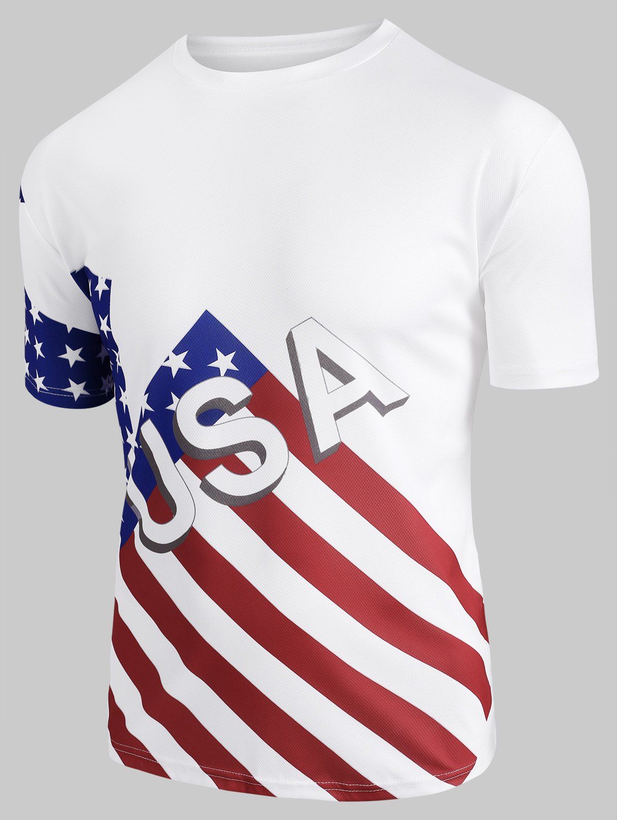 

American Flag Pattern Casual T-shirt, White