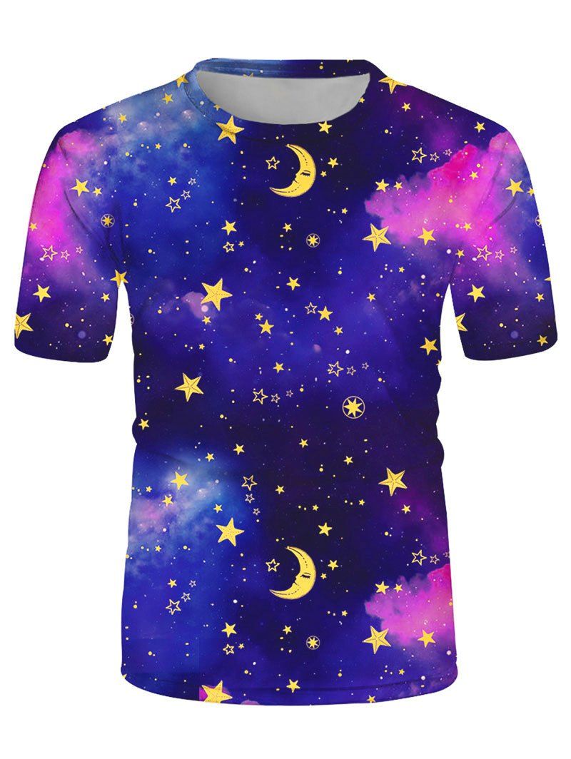 

Starry Print Crew Neck Casual T-shirt, Multi