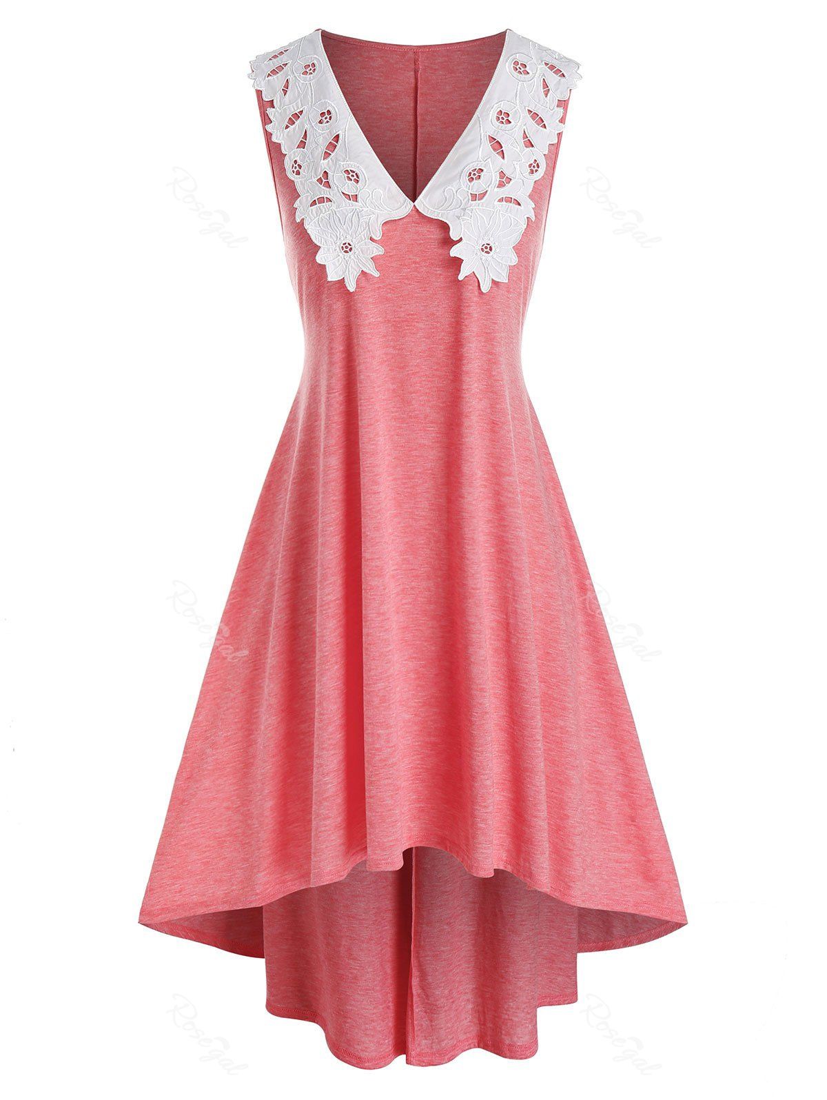 Trendy Plus Size Floral Hollow Collar Space Dye Dress  