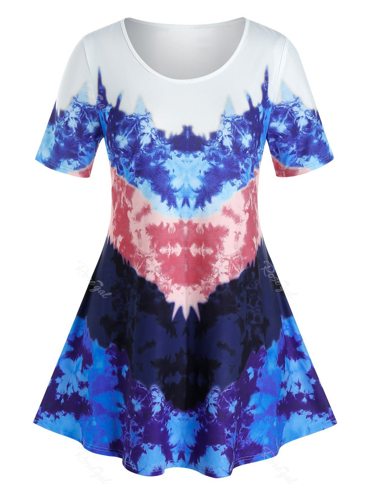 

Plus Size Tie Dye Tunic T Shirt, Blue