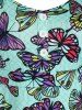 Plus Size Butterfly Print Cold Shoulder Romper -  