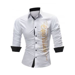 

Two Tone Gilding Letter Graphic Long Sleeve Shirt, White