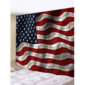 

Twisted Brick Wall USA Flag Printed Polyester Tapestry, Lava red