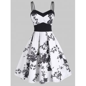 

Butterfly Print Empire Waist Sleeveless Dress, Black