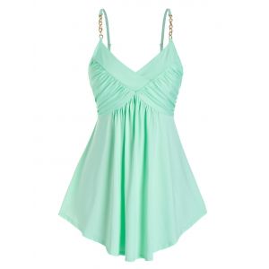 

Plus Size Pleated High Waist Slip Tank Top, Light green