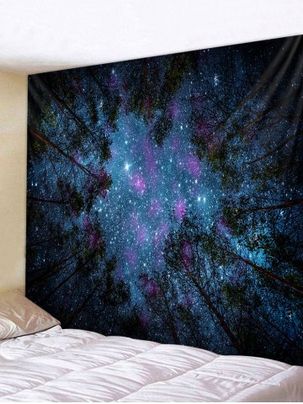 Принт леса под звездами Из полиэфира Гобелен