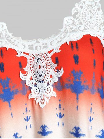

Plus Size Tie Dye Lace Insert Sundress, Multi-a