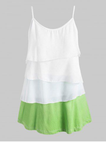 Plus Size Layered Colorblock Cami Top - LIGHT GREEN - 3X