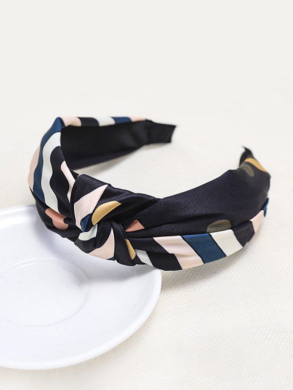 

Colorful Striped Knotted Headband, Black