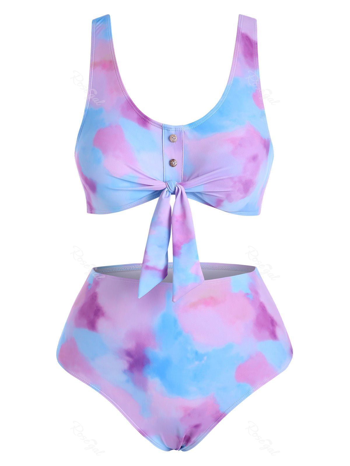 Tie Dye Knotted Bikini Swimwear - L