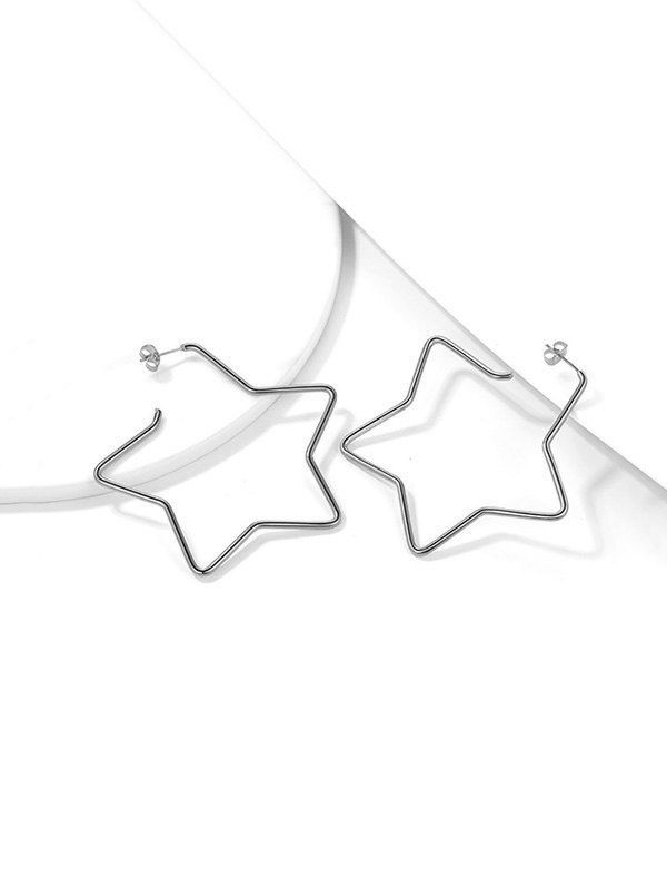 

Star Open Hoop Earrings, Silver