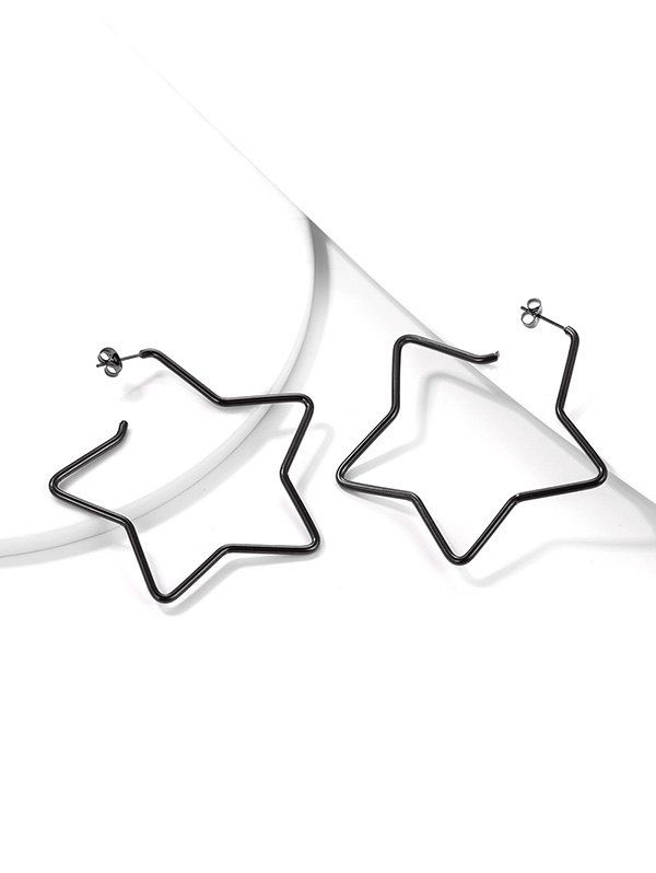 

Star Open Hoop Earrings, Black