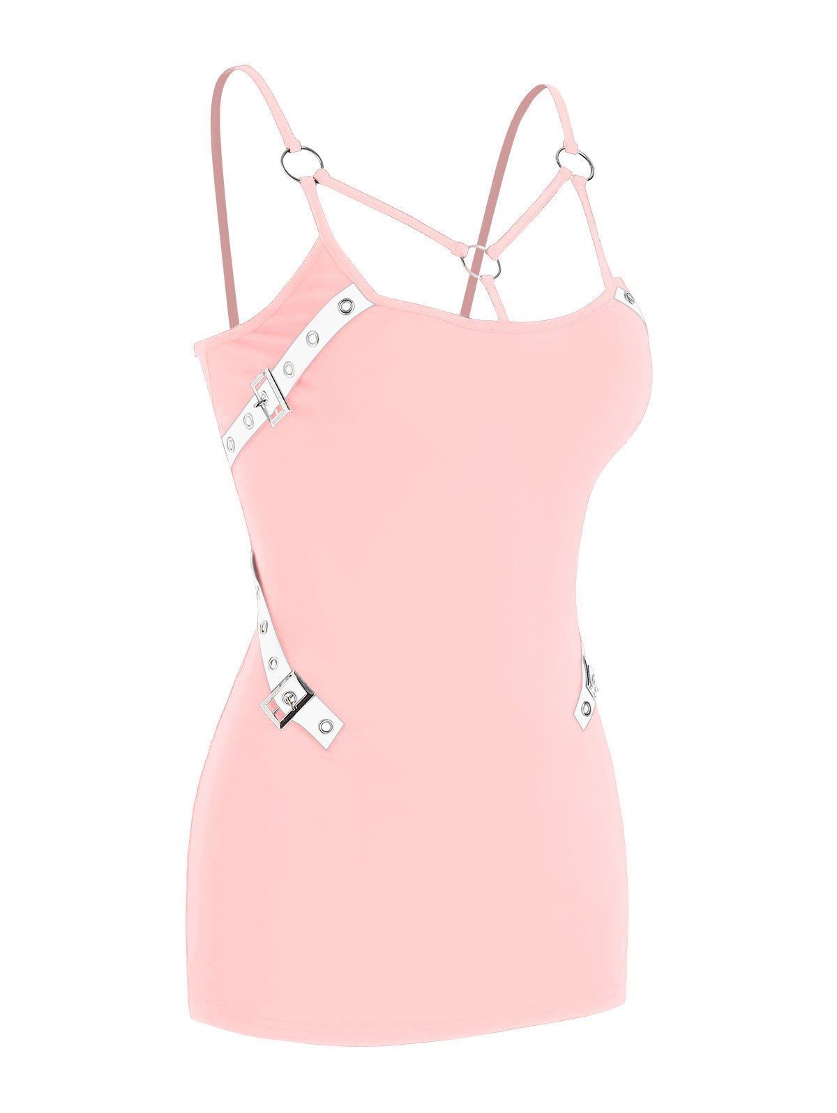 

Buckle Strap Strappy O-ring Cami Top, Pink