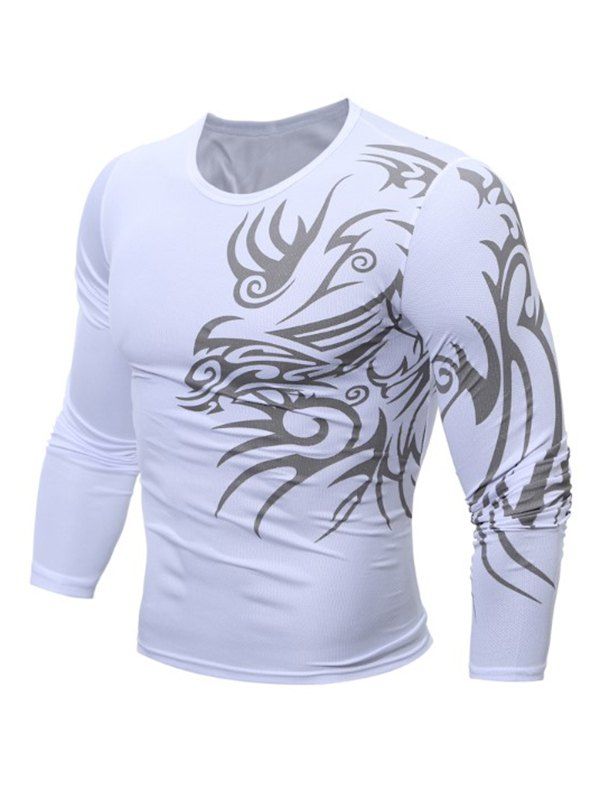 

Tattoo Print Pinhole Long Sleeve T Shirt, White