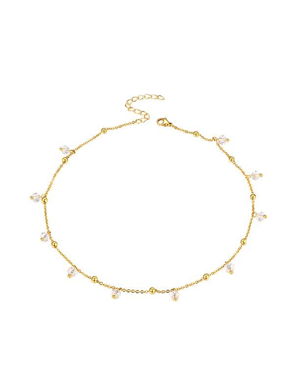 

Faux Crystal Beaded Necklace, Golden