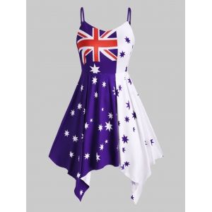 

Plus Size Handkerchief Union Jack Print Dress, Blue