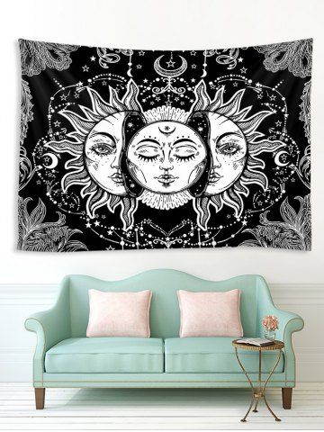 Digital Print Sun And Moon Face Waterproof Tapestry