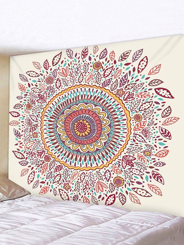 

Bohemian Flower Print Wall Art Tapestry, Light coffee