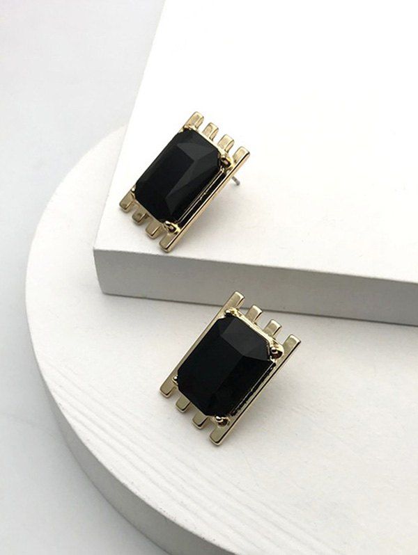 

Alloy Square Faux Crystal Earrings, Black