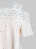 T-shirt Tunique Ajouré Panneau Fleur à Epaule Dénudée de Grande Taille - Pêche Foncée 1X