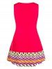 Plus Size Floral Print Zigzag Trapeze Tank Top -  