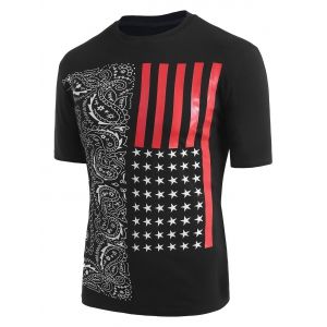 

American Flag Paisley Print Short Sleeve T-shirt, Black