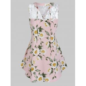 

Plus Size Lace Patchwork Floral Tank Top, Pink